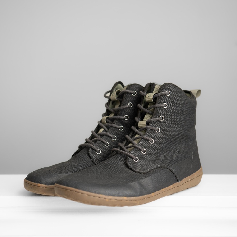 Vivobarefoot Boots Sz 13 Scott III Eco Black Canvas Barefoot Minimalist GorpCore